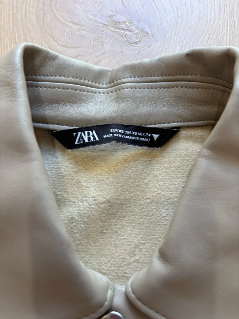 Zara Cream Faux Leather‎ Jacket